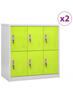 Armadietti Chiavi 2pz Grigio Chiaro Verde 90x45x92,5cm Acciaio 2
