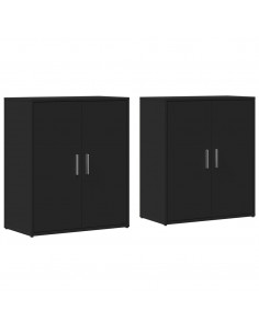 Credenze 2 pz Nere 60x31x70 cm in Legno Multistrato 2