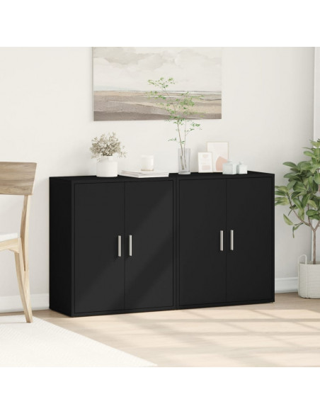 Credenze 2 pz Nere 60x31x70 cm in Legno Multistrato