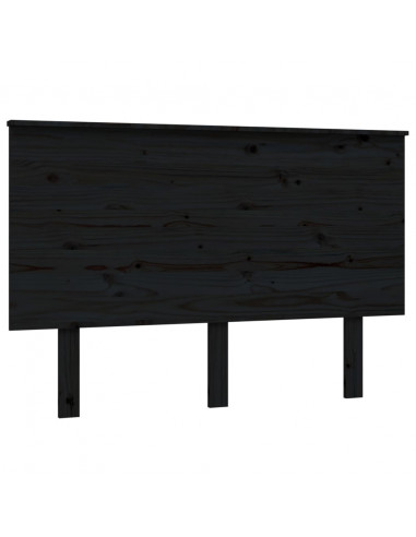 Testiera per Letto Nera 124x6x82,5 cm in Legno Massello di Pino