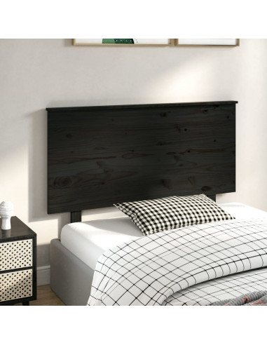 Testiera per Letto Nera 124x6x82,5 cm in Legno Massello di Pino