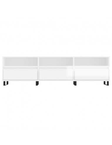 Mobile Porta TV Bianco Lucido 150x30x44,5 cm Legno Multistrato