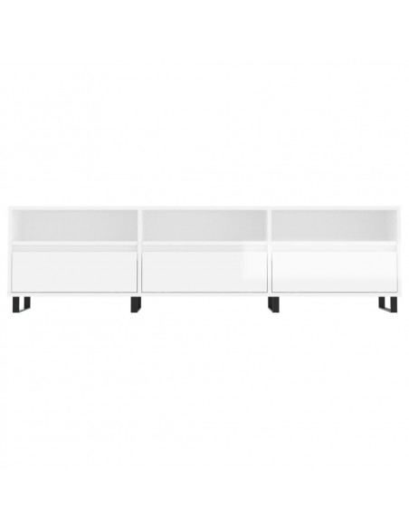 Mobile Porta TV Bianco Lucido 150x30x44,5 cm Legno Multistrato