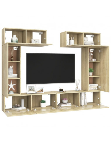 Set di Mobili Porta TV 6 pz Rovere Sonoma in Legno Multistrato