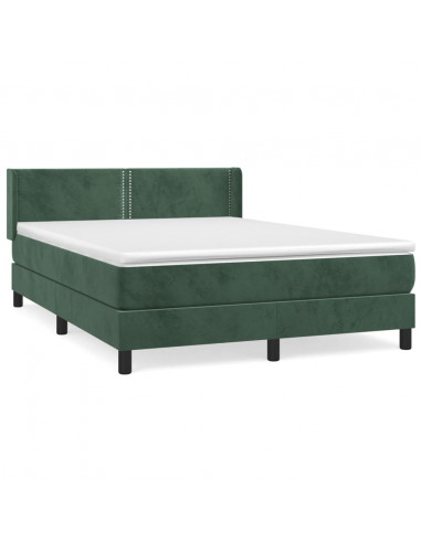 Giroletto a Molle con Materasso Verde Scuro 140x190 cm Velluto