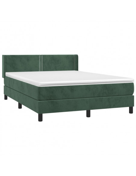Giroletto a Molle con Materasso Verde Scuro 140x190 cm Velluto