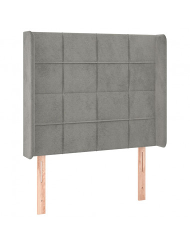 Testiera a LED Grigio Chiaro 103x16x118/128 cm in Velluto