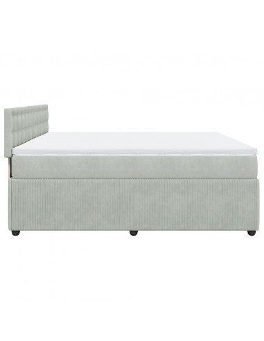 Giroletto a Molle con Materasso Grigio Chiaro 200x200cm Velluto