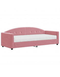Divano Letto con Materasso Rosa 80x200 cm in Velluto 2