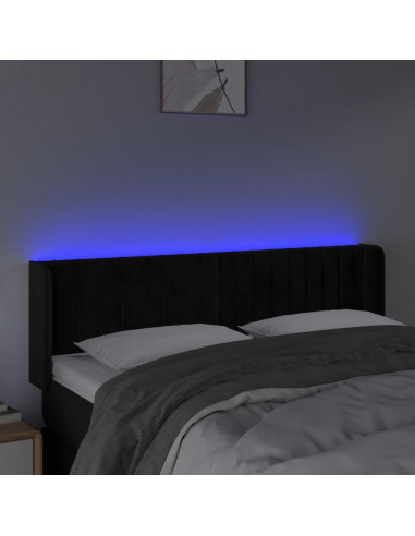 Testiera a LED Nera 147x16x78/88 cm in Velluto