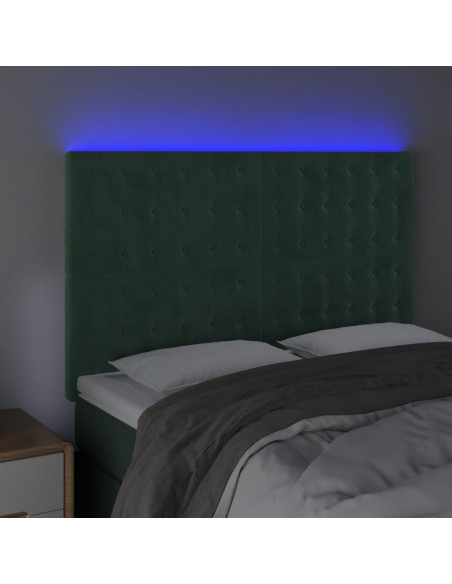 Testiera a LED Verde Scuro 144x5x118/128cm in Velluto