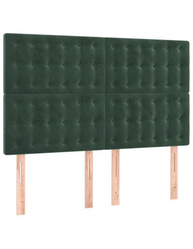 Testiera a LED Verde Scuro 144x5x118/128cm in Velluto