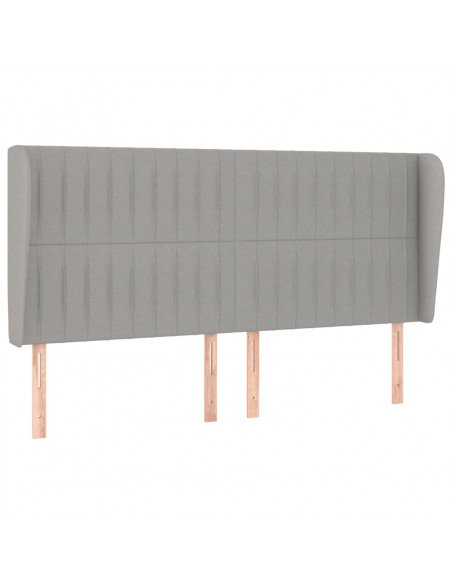 Testiera ad Orecchio Grigio Chiaro 163x23x118/128 cm in Tessuto