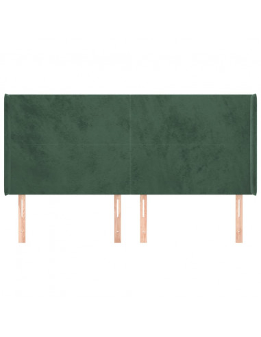 Testiera ad Orecchio Verde Scuro 203x16x118/128 cm in Velluto