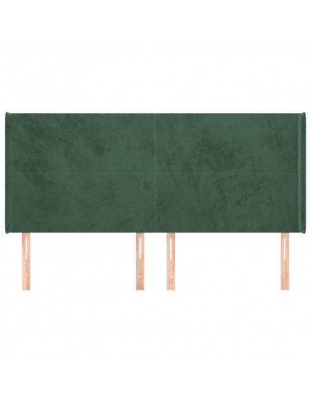 Testiera ad Orecchio Verde Scuro 203x16x118/128 cm in Velluto