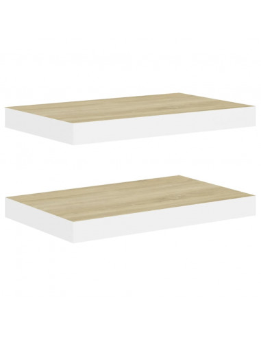 Scaffali a Parete 2 pz Rovere e Bianco 40x23x3,8 cm in MDF