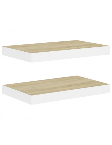 Scaffali a Parete 2 pz Rovere e Bianco 40x23x3,8 cm in MDF