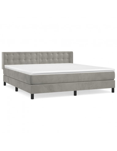 Giroletto a Molle con Materasso Grigio Chiaro 160x200cm Velluto