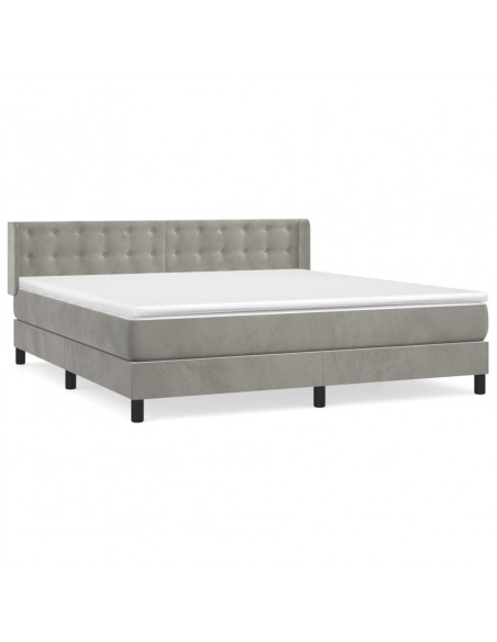 Giroletto a Molle con Materasso Grigio Chiaro 160x200cm Velluto