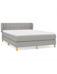 Giroletto a Molle con Materasso Grigio Chiaro 140x190cm Tessuto 2