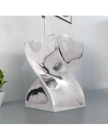 Sgabello/Tavolino Forma Attorcigliata in Alluminio Argentato