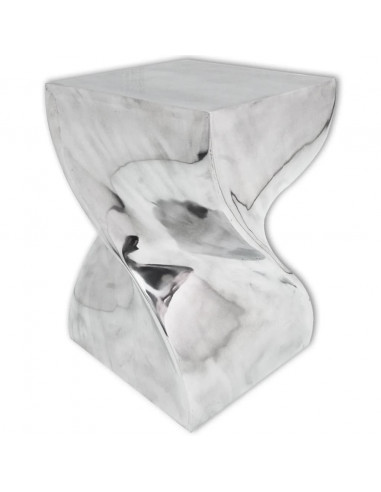 Sgabello/Tavolino Forma Attorcigliata in Alluminio Argentato