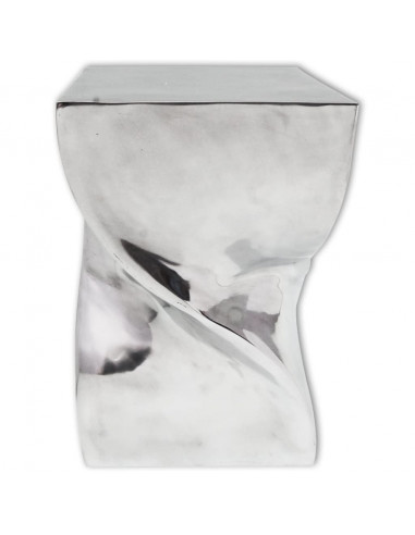 Sgabello/Tavolino Forma Attorcigliata in Alluminio Argentato