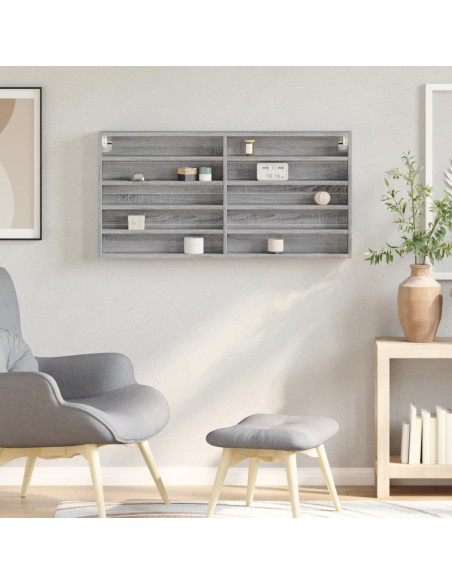 Armadietto Vetrina Grigio Sonoma 100x8,5x50cm Legno Multistrato
