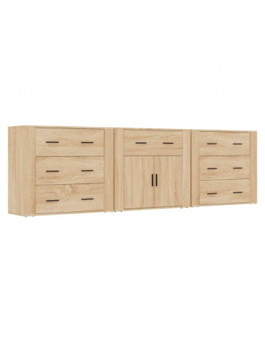 Credenze 3 pz Rovere Sonoma in Legno Multistrato