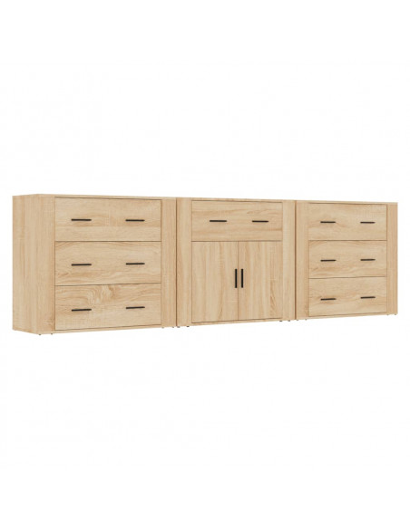 Credenze 3 pz Rovere Sonoma in Legno Multistrato