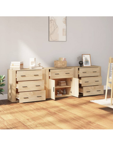 Credenze 3 pz Rovere Sonoma in Legno Multistrato