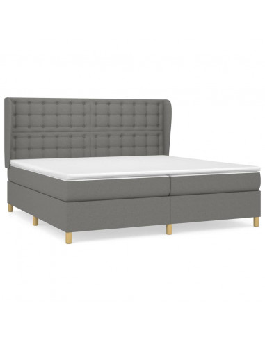 Giroletto a Molle con Materasso Grigio Scuro 200x200 cm Tessuto