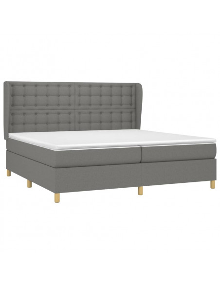 Giroletto a Molle con Materasso Grigio Scuro 200x200 cm Tessuto