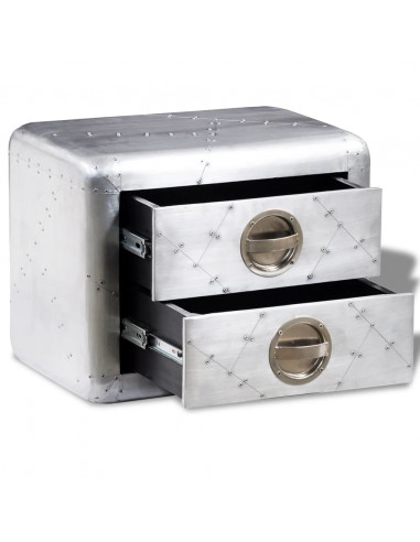 Tavolino Aereo in Alluminio 2 Cassetti Vintage Aircraft Airman