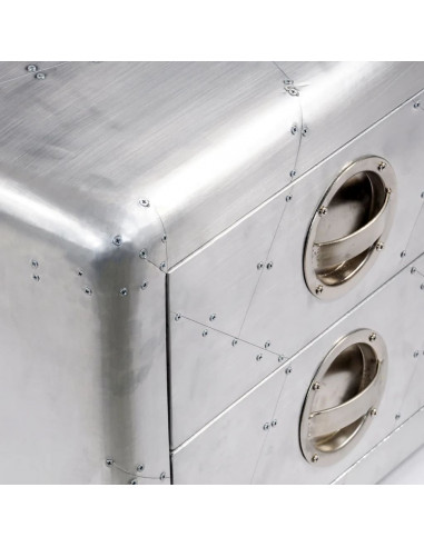 Tavolino Aereo in Alluminio 2 Cassetti Vintage Aircraft Airman