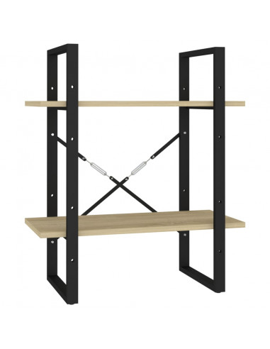 Libreria 2 Ripiani Rovere Sonoma 60x30x70 cm Legno Multistrato