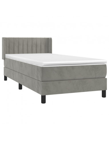 Giroletto a Molle con Materasso Grigio Chiaro 90x190 cm Velluto