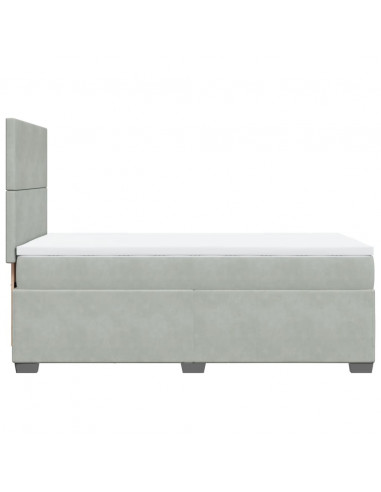 Giroletto a Molle con Materasso Grigio Chiaro 90x200 cm Velluto