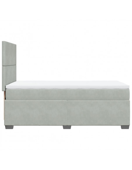 Giroletto a Molle con Materasso Grigio Chiaro 90x200 cm Velluto