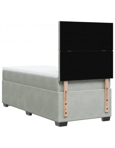 Giroletto a Molle con Materasso Grigio Chiaro 90x200 cm Velluto