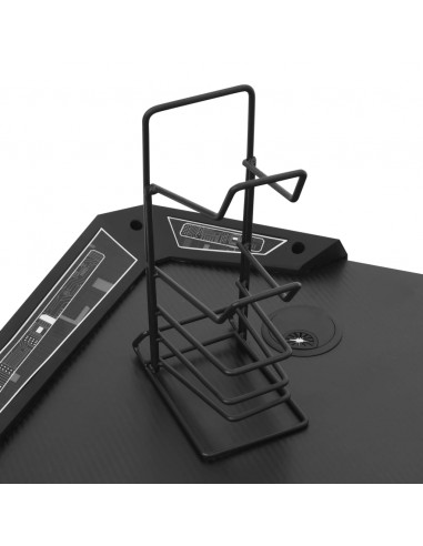 Scrivania da Gaming con LED e Gambe a Y Nera 90x60x75 cm