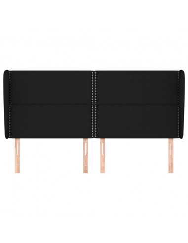 Testiera ad Orecchio Nera 163x23x118/128 cm in Tessuto