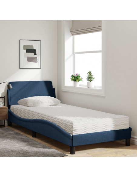 Letto con Materasso Blu 90x190 cm in Tessuto