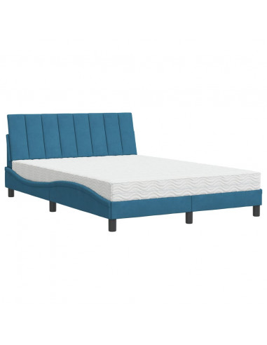 Letto con Materasso Blu 120x200 cm in Velluto