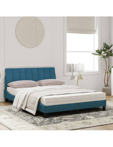 Letto con Materasso Blu 120x200 cm in Velluto