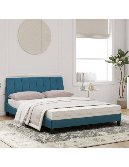Letto con Materasso Blu 120x200 cm in Velluto