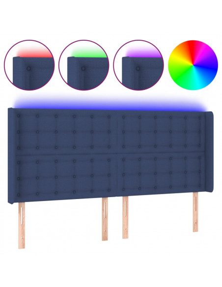 Testiera a LED Blu 183x16x118/128 cm in Tessuto