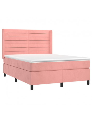 Giroletto a Molle con Materasso Rosa 140x190 cm in Velluto