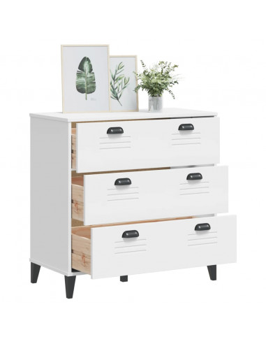 Cassettiera VIKEN Bianco in Legno Massello di Pino