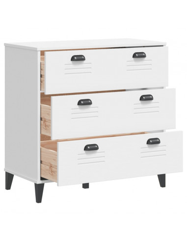 Cassettiera VIKEN Bianco in Legno Massello di Pino